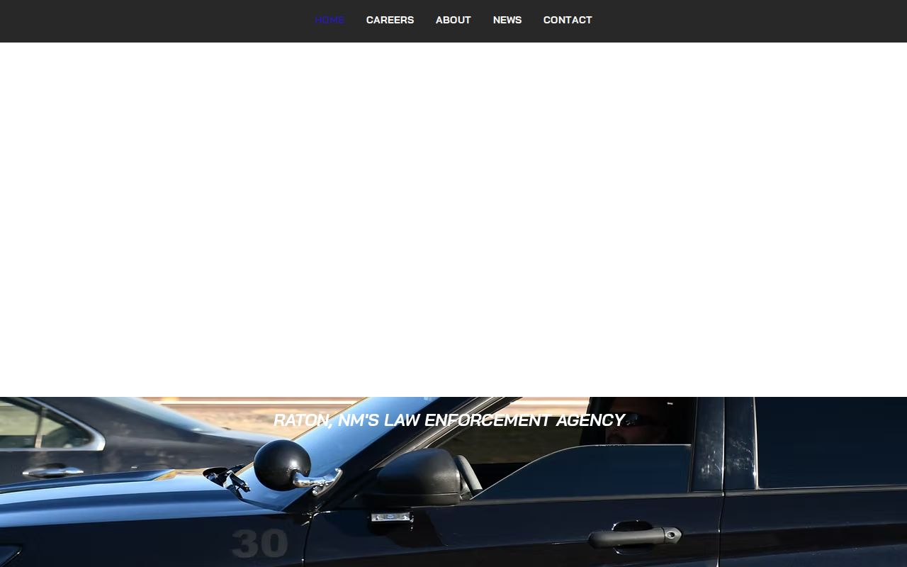 Raton Police Department website showing a patrol vehicle